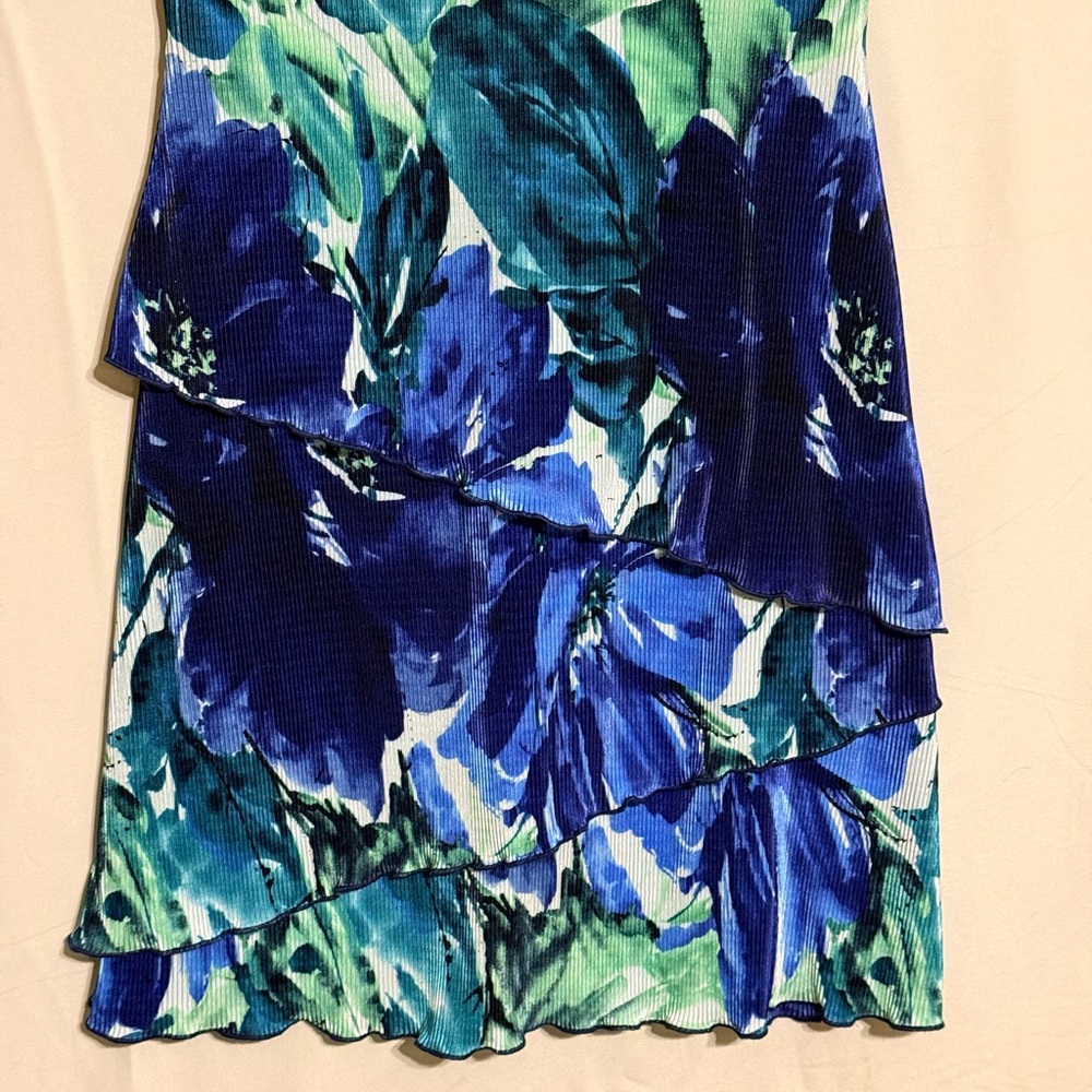 Connected Apparel Vibrant Blue and Green Mini Dress Size 8 - Picture 4 of 9